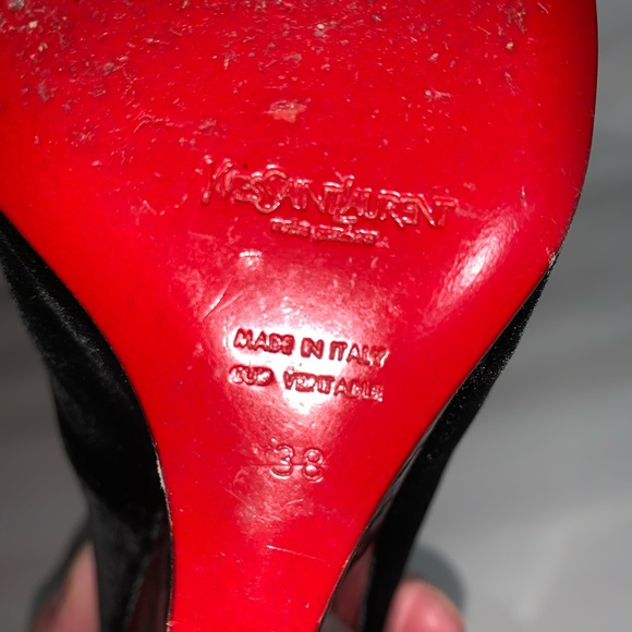 RARE! SAINT LAURENT size 38 black velvet WEDGES - Picture 2 of 10